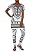 Inorin Women African 2 Pieces Set Geometric Printed Outfit Dashiki dress and Long pants, White, XX-Large