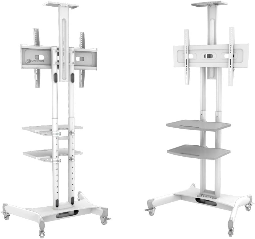 ONKRON Mobile TV Stand TV Cart with Wheels & 2 AV Shelves for 32” – 65 inch LCD LED OLED Flat Panel Plasma Screens up to 100 lbs Black TS1552: Electronics