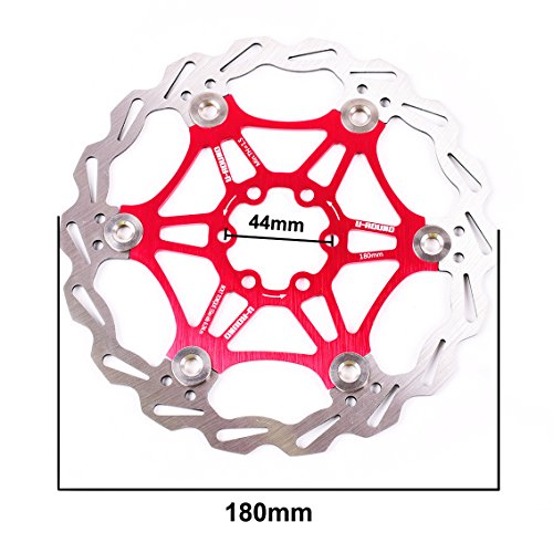 DEERU Stainless Steel Bicycle Brake Disc Rotor 180MM MTB Bike Rotor Mountain Cycling - Bolts Included (Red) - Thumbnail 3