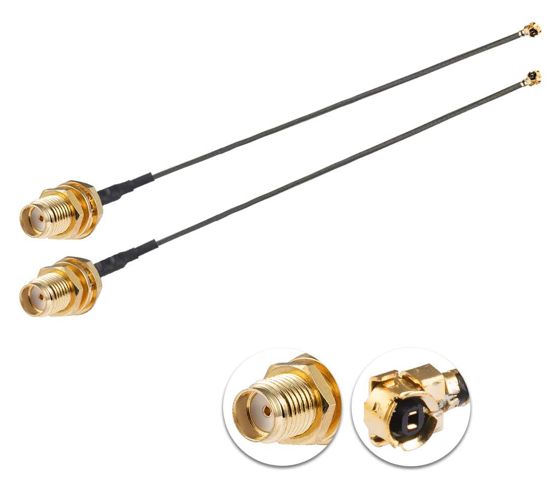 Vecys 2PCS U.F.L1 to SMA Female Low Loss Coaxial Cable 6" /15CM U.F.L1 1.13mm Mini-Coaxial Pigtail Cable for Wireless Routers Mini PCIE Network Cards PCI Wi-Fi WAN Repeater