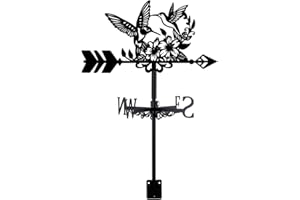 SUPERDANT Hummingbird Weathervane Flowers Metal Weather Vane Decorative Black Wind Vanes for Yard Wind Direction Roof Mount Signs for Outside Garden Farm Backyard Gazebo Barn Patio Shed Art Decor