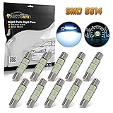 Partsam 10pcs Ice Blue 28mm 29mm Festoon 3-5050-SMD LED Bulbs for Car Interior Sun Visor Vanity Mirror Lights 6614 6641