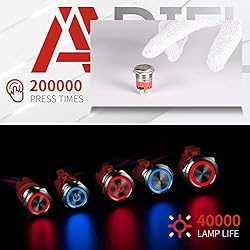 APIELE 10 Amp 16mm Latching Push Button Switch 12V