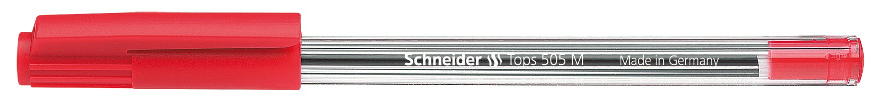 Schneider Tops 505 Writing Instruments Ballpoint Pen Cap Model M Red Barrel Colour Transparent
