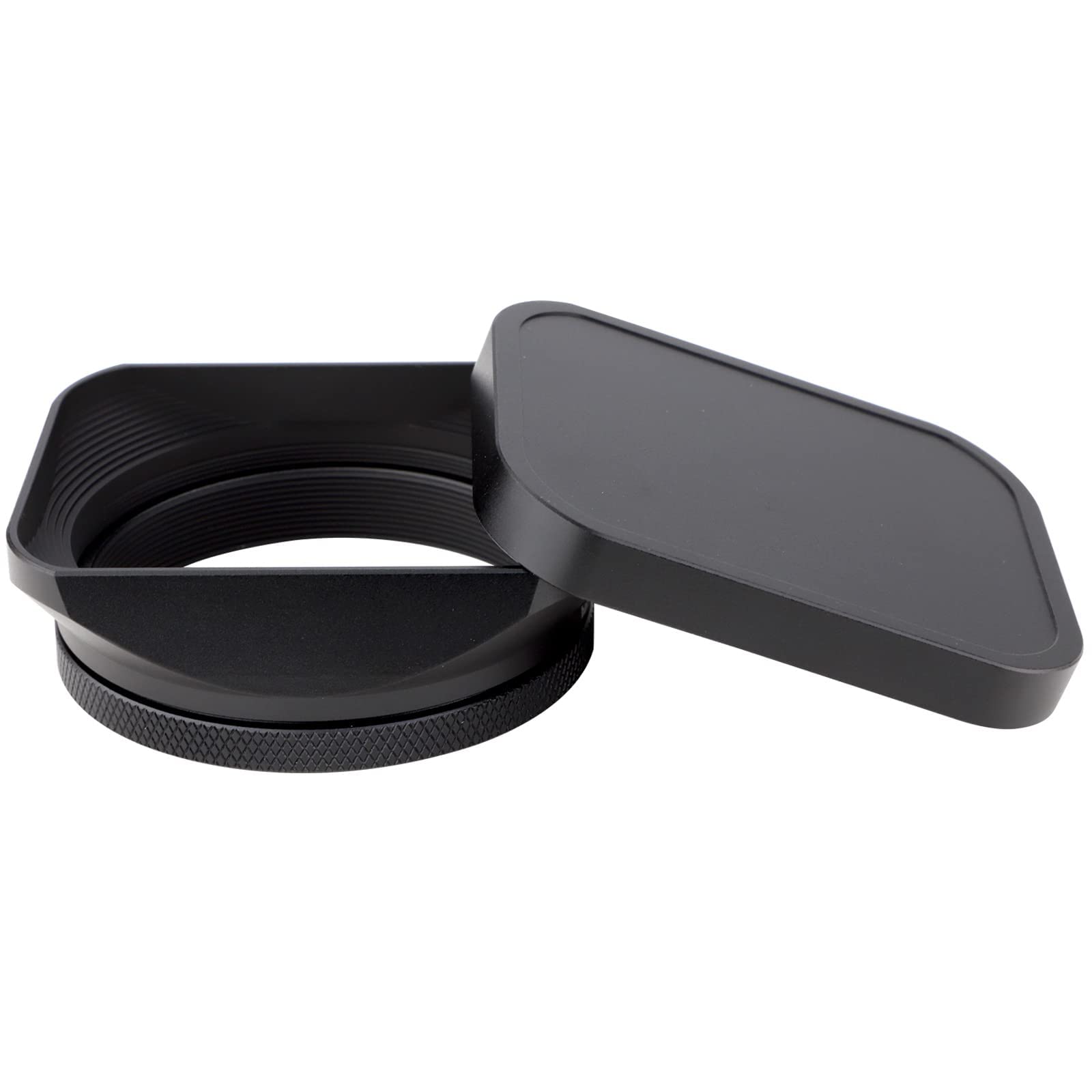 Haoge LH-X200B Lens Hood Metal Square with 49mm Adapter Ring and Metal Cap for Fujifilm Fuji x100vi X100V X100F X100T X100S X70 Camera Accessories Black