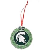 Michigan State Spartans (MSU) Wreath Metal Christmas Ornament