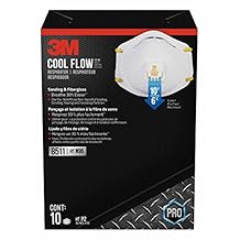 3M 8511HB1-C-PS Respirador con válvula de lijado y fibra de vidrio, paquete de 10