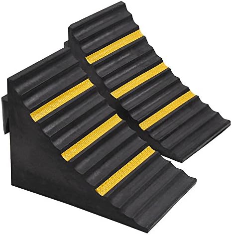 2 Pack Super Heavy Duty Solid Rubber Large Wheel Chock with Handle for Travel Trailer,Hauler Truck, Fire Truck,Commercial Vehicle and RV