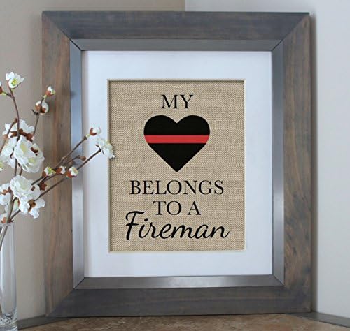 Penelope Firefighter Gift My Heart Belongs to a Fireman Firefighter Gift Gifts Firefighter Husband Wife Boyfriend Gift Husband Gifts Unframed