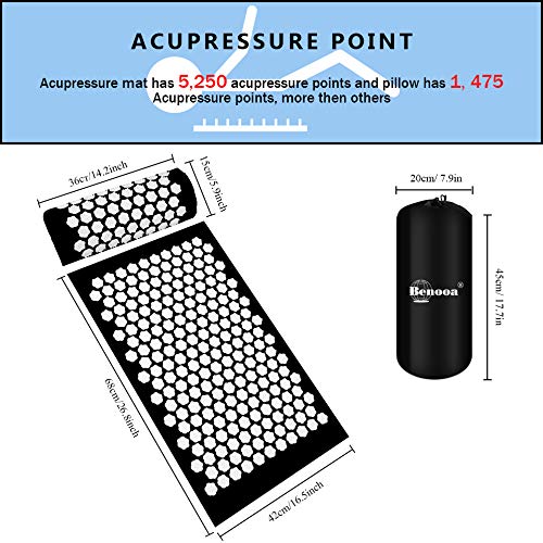 Benooa Acupressure Mat and Acupressure Pillow Massage Set,Acupuncture