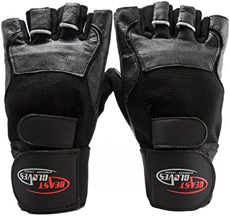 Beast Gloves - Weightlifting Gloves with Wrist Support Strap Wrap - Superior Quality (Small)