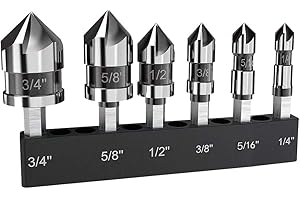 M35 Cobalt Countersink Drill Bit Pro-Grade 6pc Cobalt Countersink Bits Set | 5-Flute Design for Metal/Wood/Stainless Steel/Ca