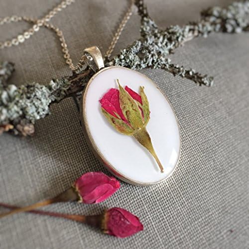 Red Rose Bud Necklace, The Little Prince, Terrarium, Botanical, Pressed Real Flower, Dried Flower, Friendship, Mom, Resin, Love, bridemaid