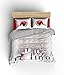 LaModaHome Christmas Duvet Cover Set, 100% Cotton, Santa Brings a lot Gifts, Red Santa Hat, Year - Set of 3 - Duvet Cover 2 Pillowcases Queen Bed