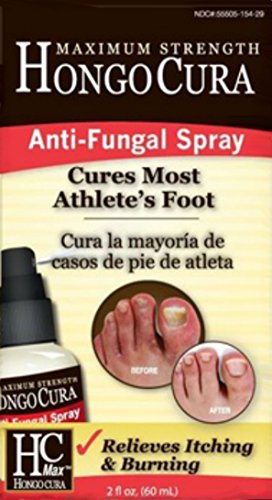 Hongo Cura Maximum Strength Anti-fungal Spray 2 Fl Oz for Athlete’s Foot, Jock Itch, Ringworm, Itching and Burning