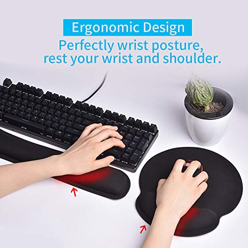 image for Cehomi Memory Foam Keyboard Wrist Rest and Mouse Pad Support, Lightwei
