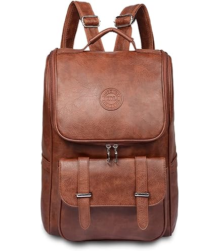 Amazon.com: QWARVEL Vegan Faux Leather Laptop Backpack for Men
