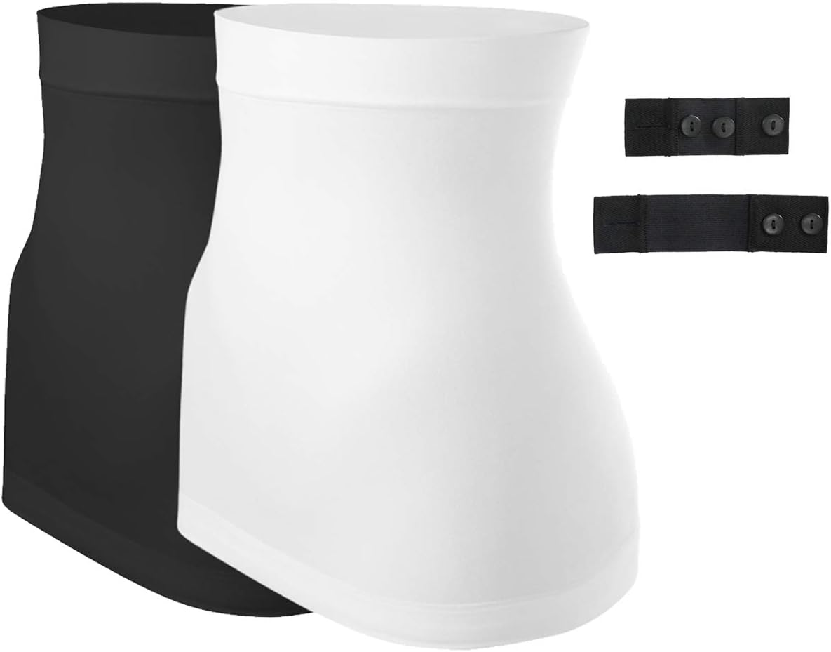 RheaneBelly Bands For Pregnant Women Maternity Belly Band Pregnancy Belly Band Pregnancy Belt Support (Black+White 4), B. White+Black, 4