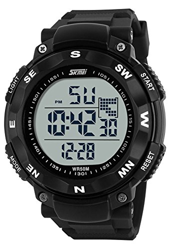 Mastop Men's Dress Watches Multifunction Outdoor LED Digital Chronograph Sports Watches Black