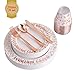 150pcs Rose Gold Premium Plastic Cutlery&Plates Set/Confetti Birthday Tableware Including 25 Dinner Plates, 25 Salad or Dessert Plates & 25 Polished Rose Gold Forks Knives & Spoons & 9oz cups