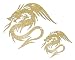 2x Gold Fabric Glitter Dragon Tribal Chinese Iron-on DIY Craft T shirt Transfer Patch