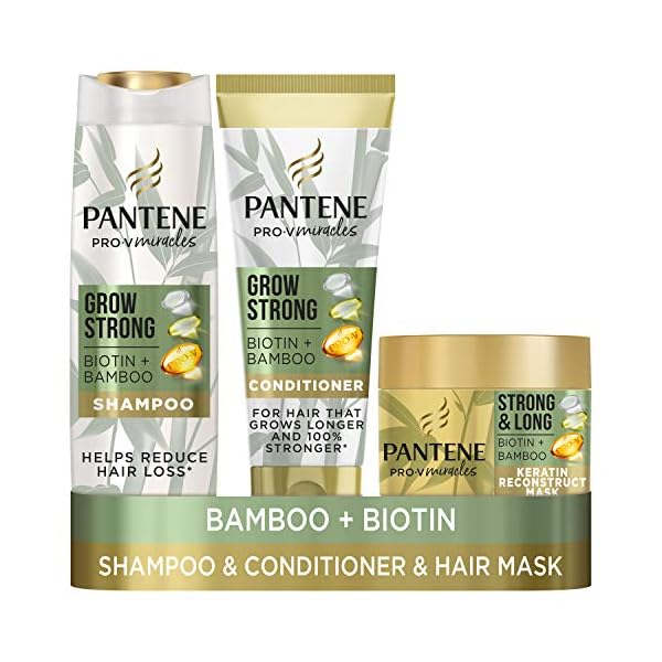 Pantene-Grow-Strong-Shampoo-and-Conditioner-Set-for-Up-to-96-Percent-Less-Hair-Loss-with-Bamboo-and-Biotin-Hair-Growth-Shampoo-Hair-Conditioner-and-Keratin-Treatment-Hair-Mask-for-Dry-Damaged-Hair Pantene Grow Strong Shampoo and Conditioner Set + Keratin Hair Mask Helps Reduce Hair Loss, Shampoo, Hair Conditioner…