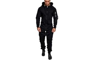 acelyn Men Fashion Camouflage Print Zip Up Long Sleeve One Pieces Jumpsuit Hooded Onesie Sweatsuit With Pocket