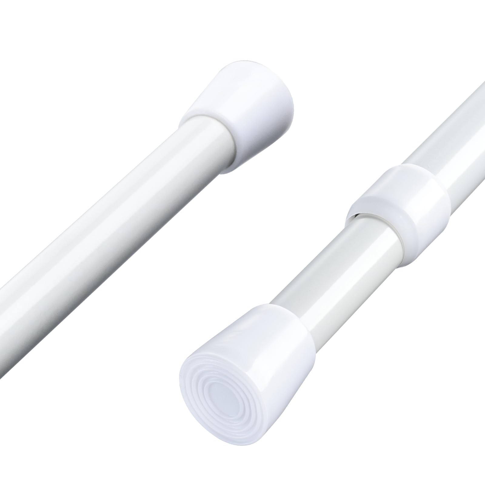 Aluminium Extendable Telescopic Net Voile Shower Curtain Tension Rod Pole Bath Closet Door Window Curtain Rail White 135-240cm, Diameter 2.2cm