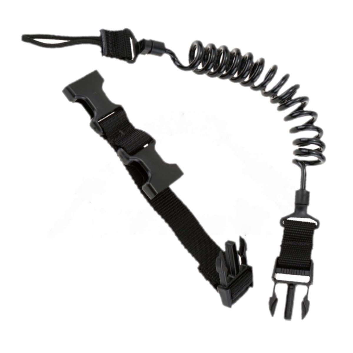 HOUSON Tactical Lanyard, Anti Lost Elastic Lanyard Key Ring Spring Cord Pistol Secure Lanyard Rifle Sling Strap for Shooting Hunting Outdoor Fishing Camping Black