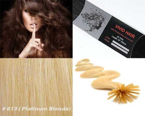200 Strands Wavy Body Wave Micro Ring Link Locks Bead Keratin Stick I Tip Pre Bonded Human Hair Extensions Color #613 (Platinum Blonde) 0.75g Per Strand