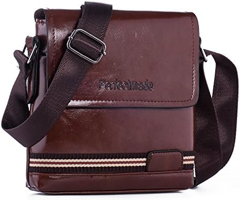 Small Leather Messenger Bag Men's Shoulder CrossBody Pusre Travel Bag Pack Organizer Coffee