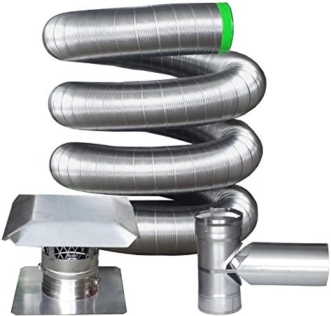 316 Stainless Steel Flexible Chimney Liner Tee Kit, 6 Inch x 30 Feet