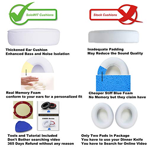 Professional Replacement Ear Pads Cushions, Earpads Compatible with Beats Studio 2.0 & 3 Wired/Wireless with Soft Protein Leather/Noise Isolation Memory Foam/Strong Adhesive Tape