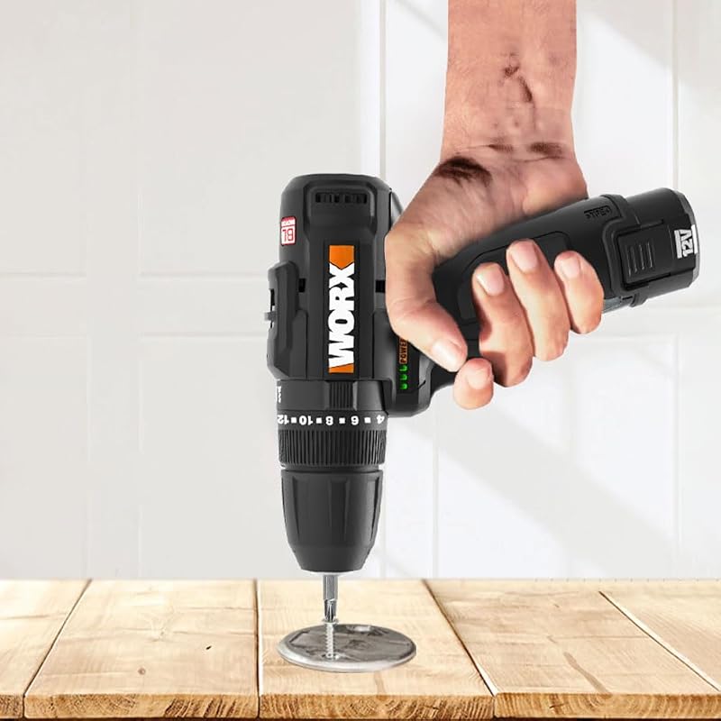 WX121 Trapano avvitatore a percussione 12V, con batteria, caricabatt.