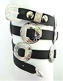 Western Hatband Hat Band Black Leather with 10 Nickel Conchos