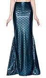 Jescakoo Ladies Sexy Maxi Long Shiny Mermaid Skirts Green and Blue S-XL