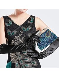 Babeyond 1920s Flapper Peacock Clutch Gatsby Bolso de noche con lentejuelas