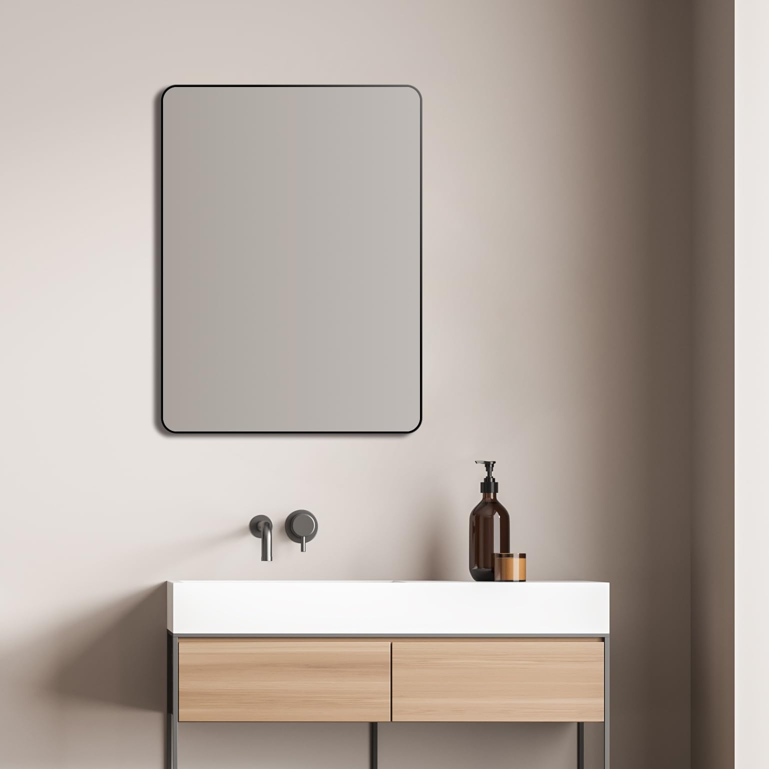 Talos Picasso Design Mirror Black 60 x 80 cm Aluminium Frame for Timeless Ambience Perfect Bathroom Mirror and Wall Mirror