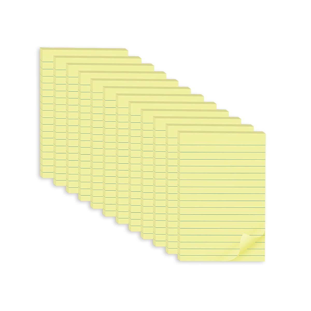 Photo 1 of (12 Pack) Lined Sticky Notes 4x6 in,Yellow Large Notepads with Lines,Ruled Stickies Super Sticking Power,Office School Memo Note Pads,Post on Windows Doors,Recyclable,Easy to Write on,Hold Well