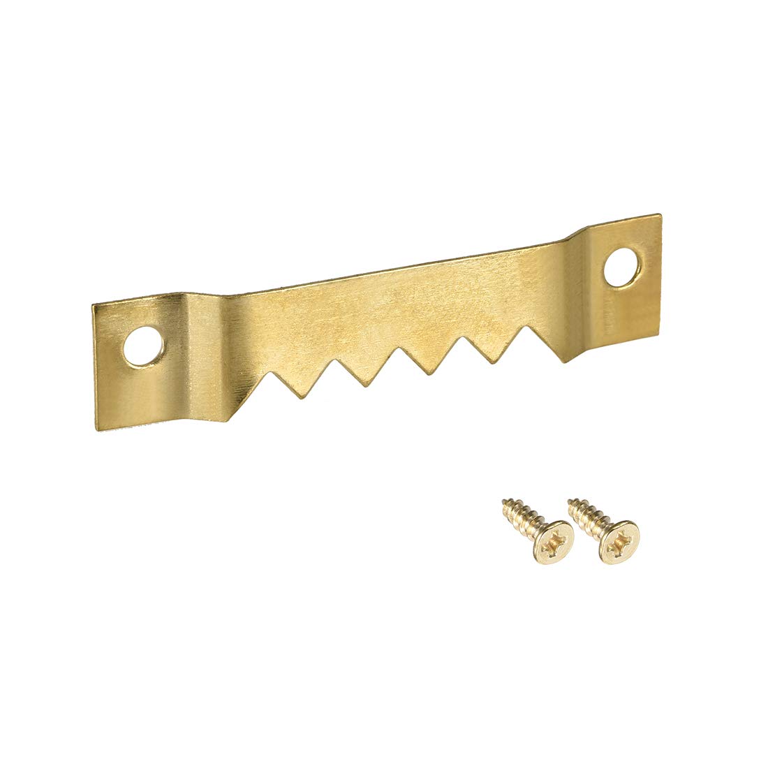 sourcing map Picture Hangers, 2 1/5 Inch Double Hole with Screws for Frame Hanging, 10 Pcs (Golden)