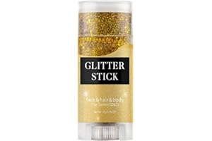 PAQIMAN Gold Face and Body Glitter Stick,Sparkling Neon Outfit Party Holographic Sequins Paint Body Glitter Gel Makeup.(Gold face Glitter Stick)