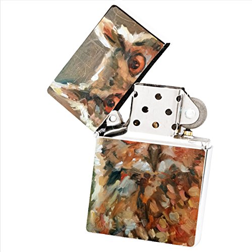 Baby Great Horned Owl Painting by Jennifer Payne White Flip Top Cigarette Lighter