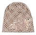 Qunson Womens Lace Flower Beanie Hat Cap Turban (Beige)