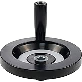 Pastlla 4.92" / 125mm Hand Wheel with Revolving Handle | 0.47" / 12mm Hole Diameter Back Ripple Hand Wheel, Revolving Handle for Milling Machine Industrial Lathe