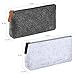 Hestya 4 Pieces Pencil Bag Pen Case Travel Bag Makeup Organizer Bag Multi-Functional Felt Pouch Zipper Bag for Pens, Pencils, Highlighters, Gel Pen (Light Grey Dark Grey)