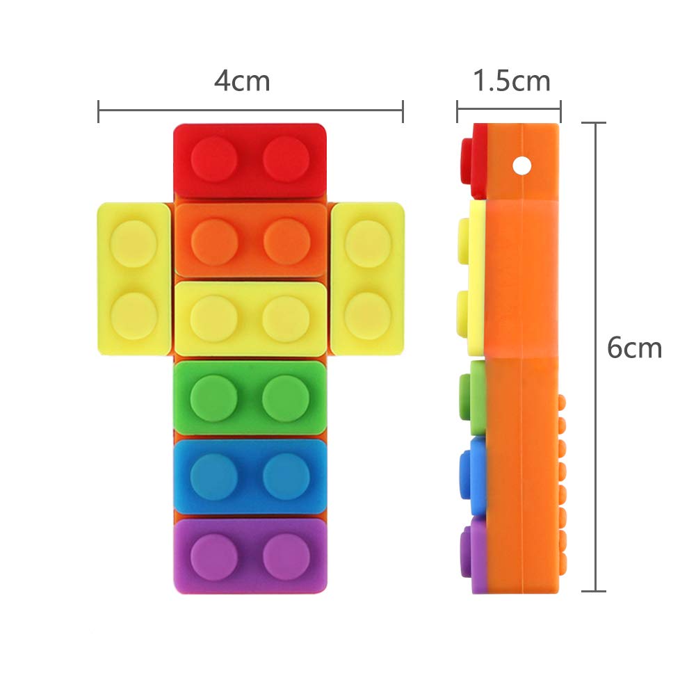 Sensory Chew Necklace,KEFU Rinbow Color Silicone Chew Pendant Training and Development Fidget Toy Chewing Necklace for Teething Babies, Autism ADHD SPD, Oral Motor, Anxiety, Autistic Children