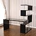HomCom Rotating Home Office Corner Desk and Storage Shelf Combo - Black