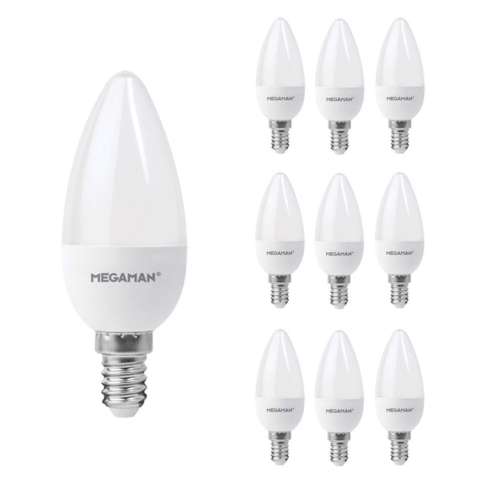 Pack of 10 x Megaman 143350 LED Candle Light Bulbs Opal E14 SES 4000K Cool White - 5.5 W