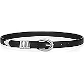 WHIPPY Women Skinny Leather Belt for Jeans Pants Dresses Ladies Fashion Waist Belt with Shiny Gold Buckle