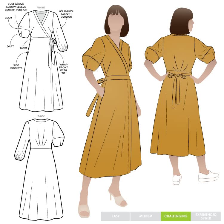 Style Arc Sewing Pattern - Millicent Wrap Dress (Sizes 04-16)